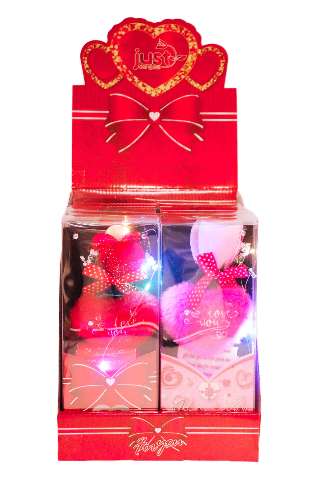 I Love You Furry Heart LED Rose Gift Box with Display Box