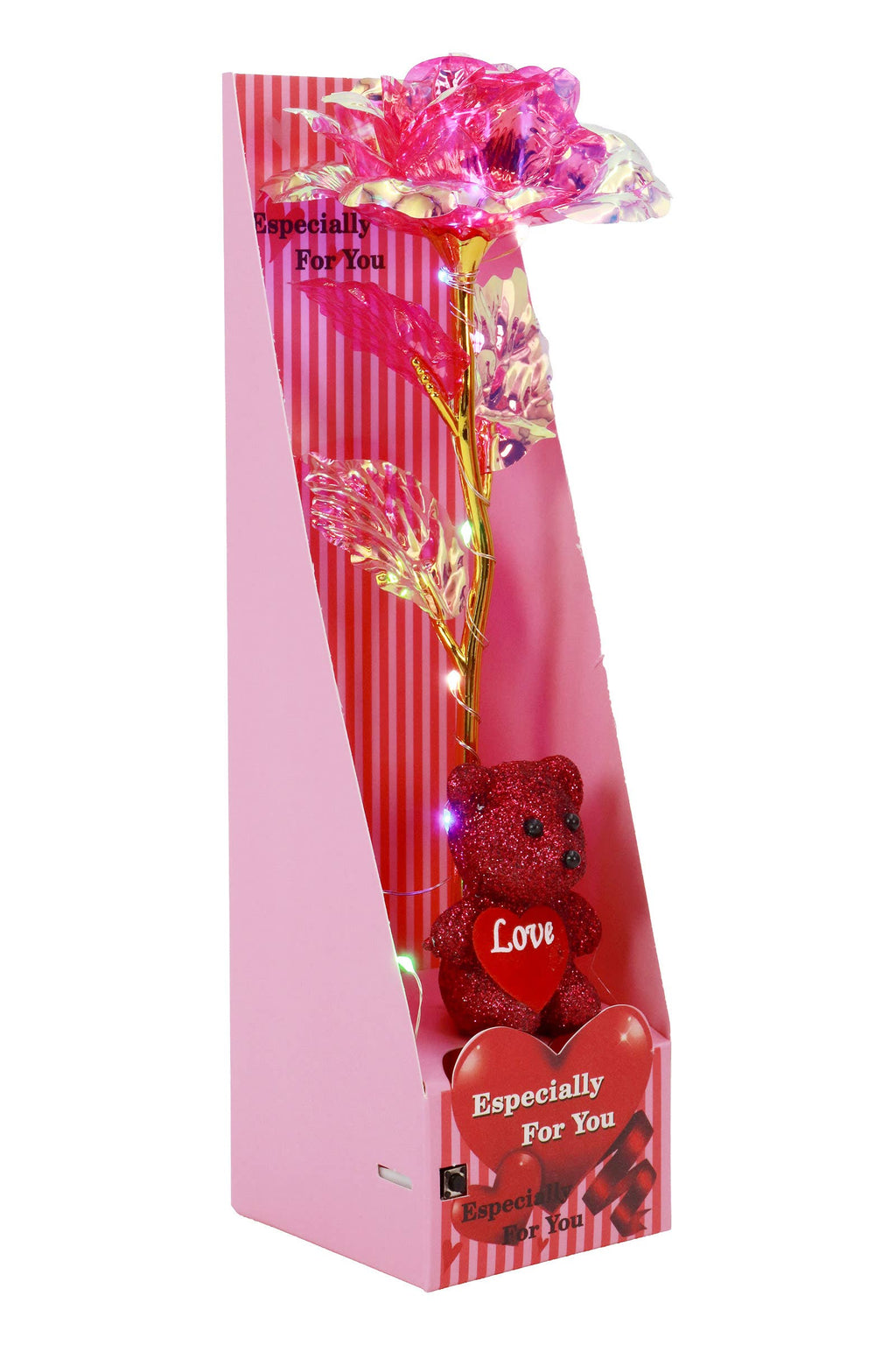 Teddy Bear Galaxy Rose Led Light Heart Gift Box - 6 pcs