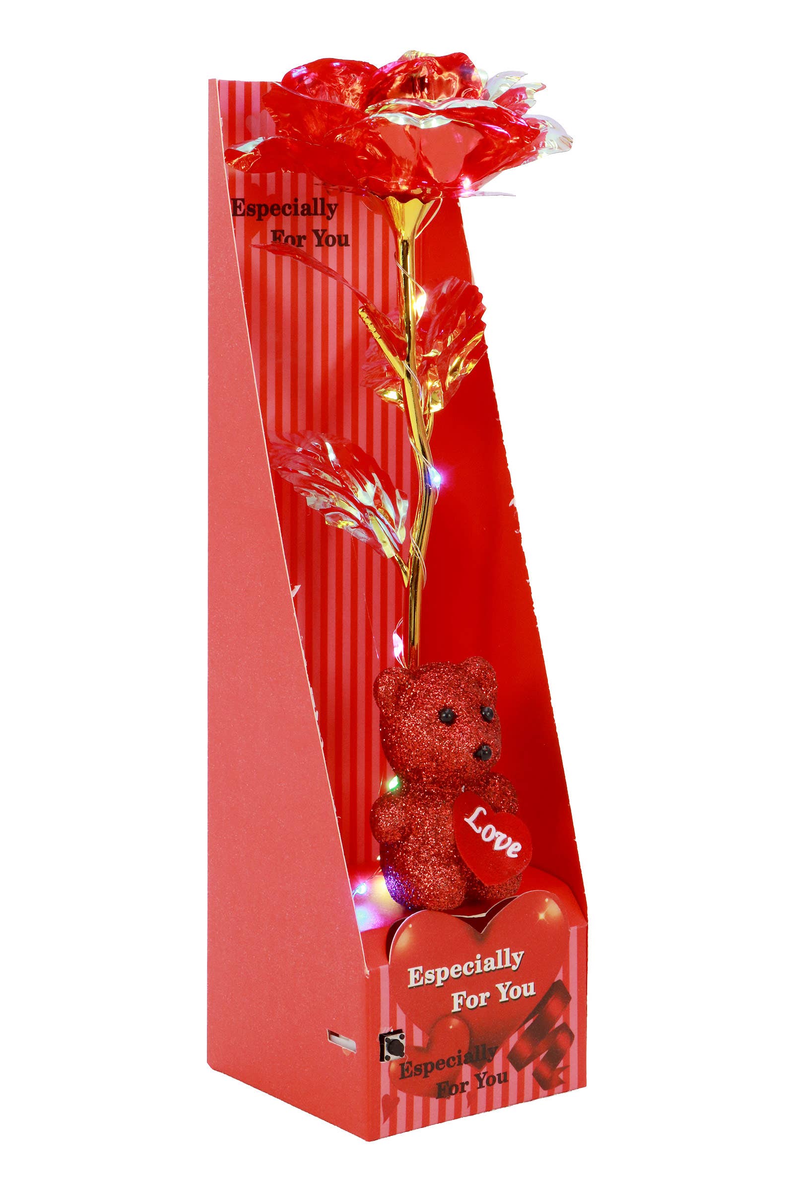 Teddy Bear Galaxy Rose Led Light Heart Gift Box - 6 pcs