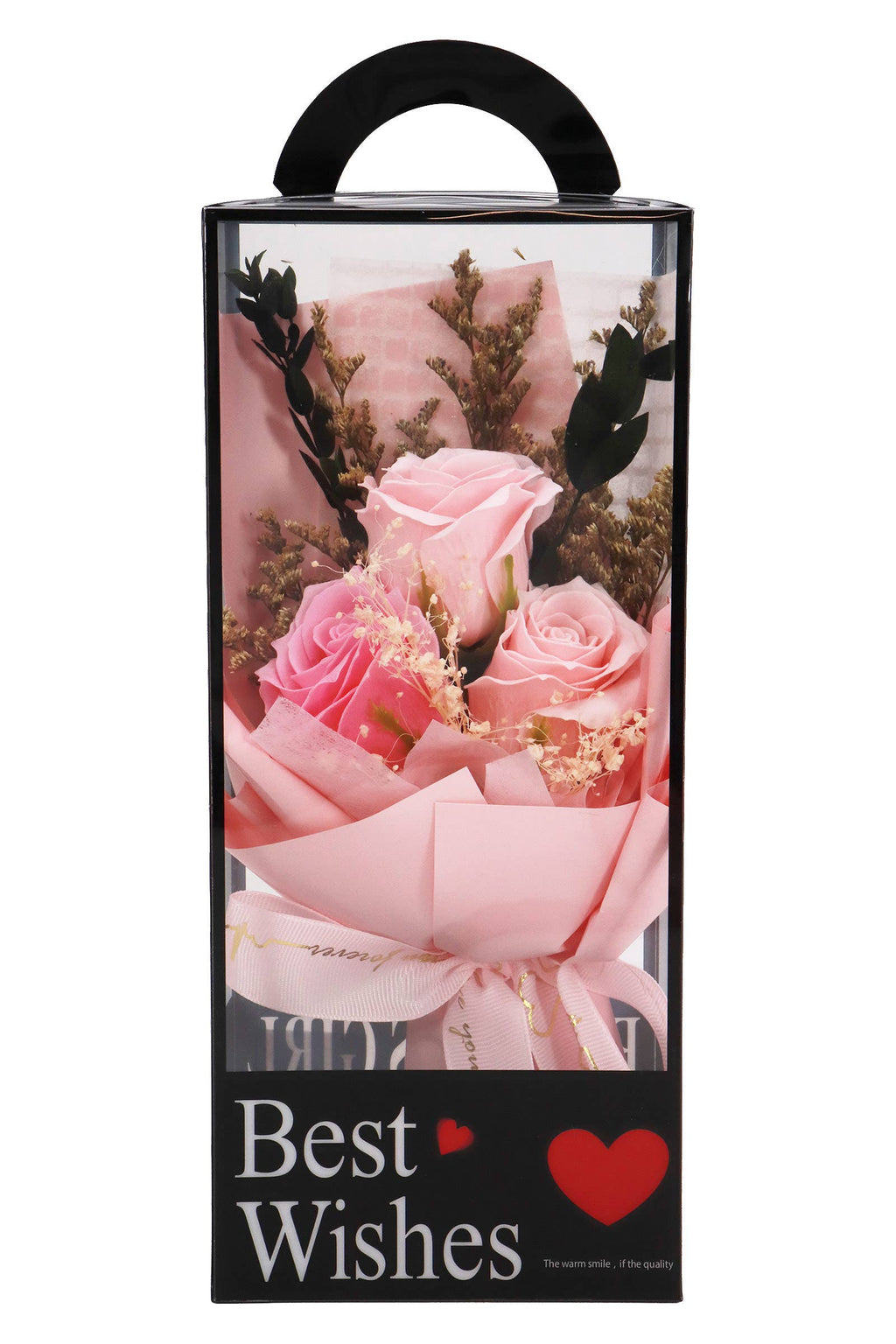 Soap Rose Floral Bouquet Black Gift Box - 4 Pcs