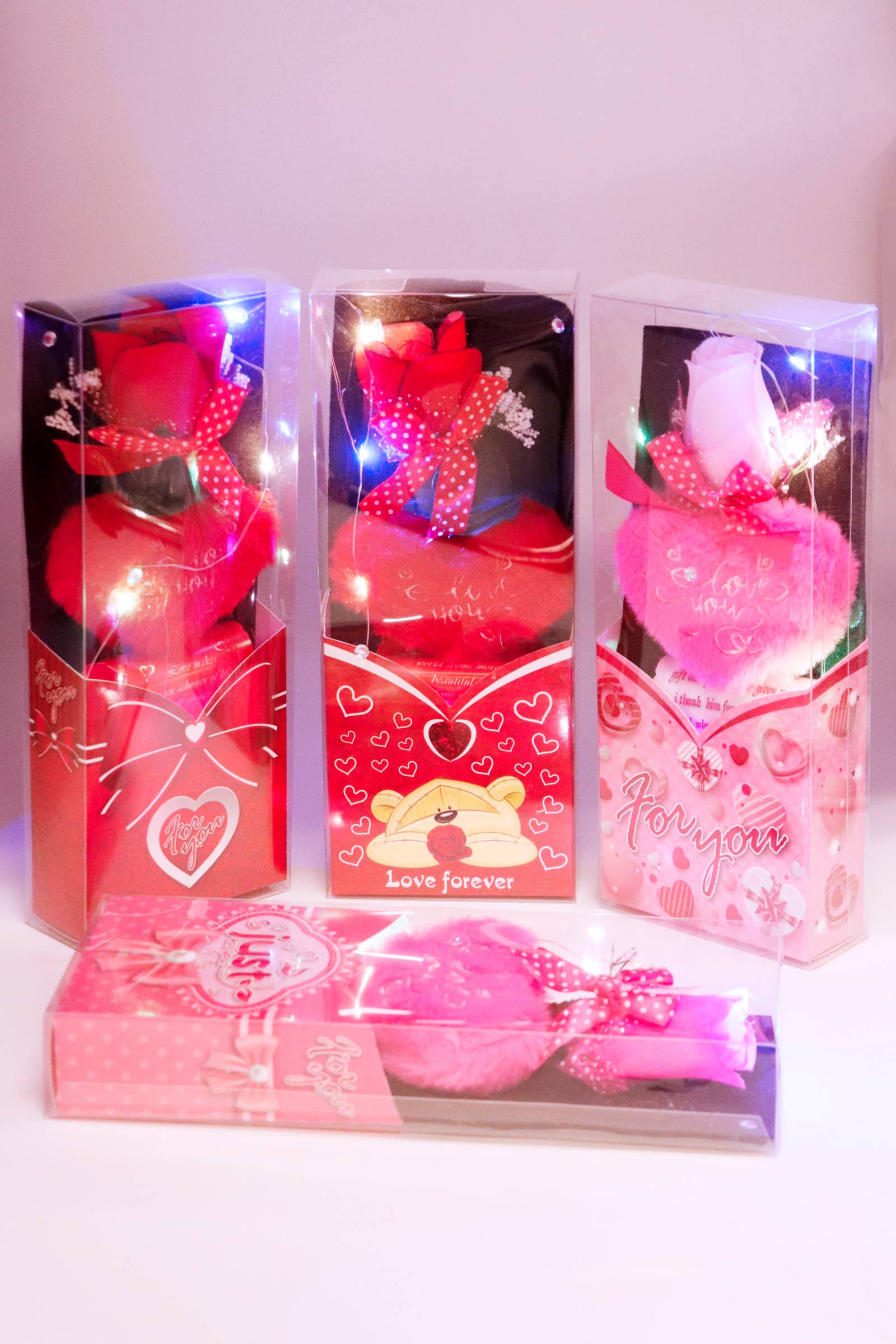 I Love You Furry Heart LED Rose Gift Box with Display Box