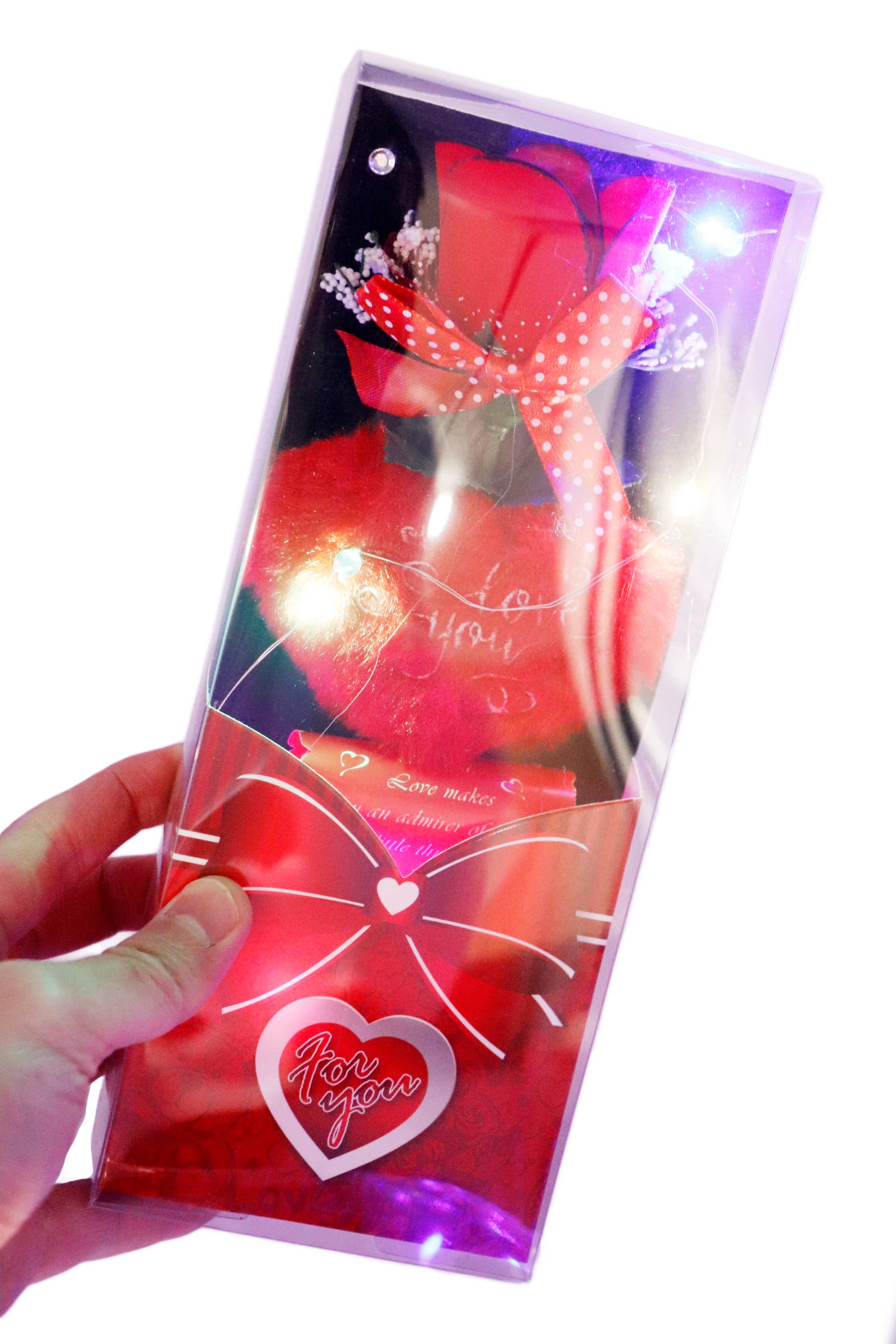I Love You Furry Heart LED Rose Gift Box with Display Box