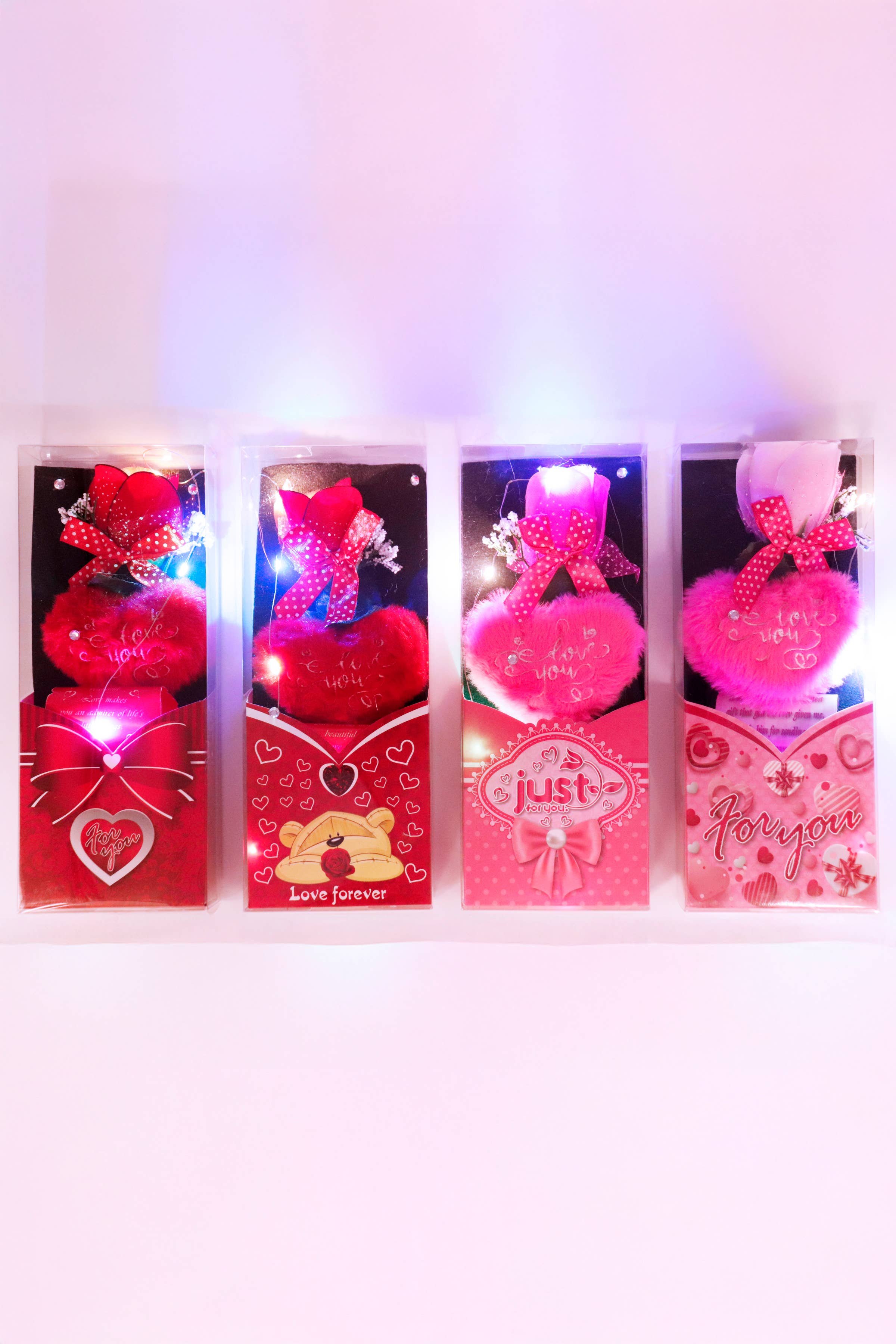 I Love You Furry Heart LED Rose Gift Box with Display Box