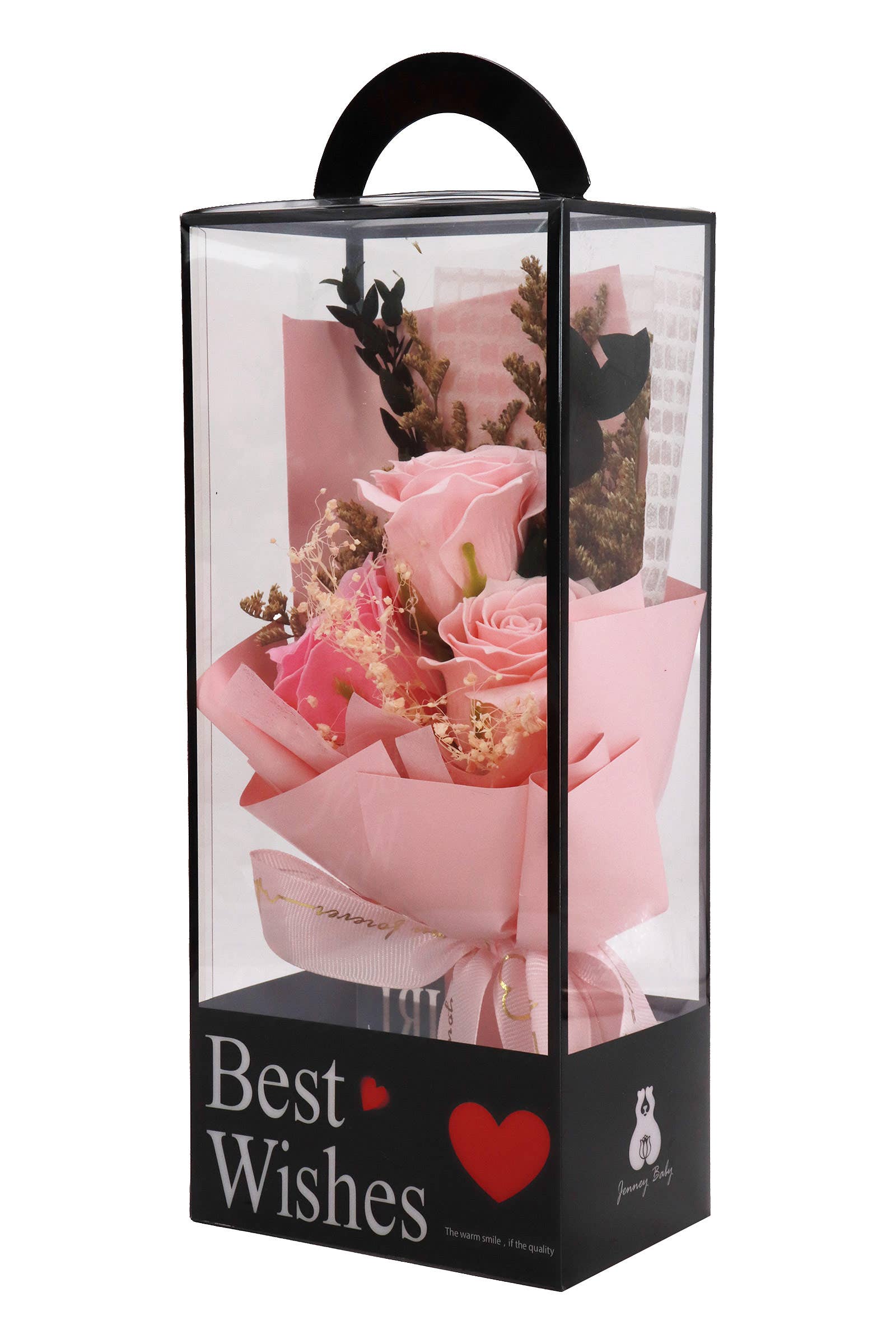 Soap Rose Floral Bouquet Black Gift Box - 4 Pcs