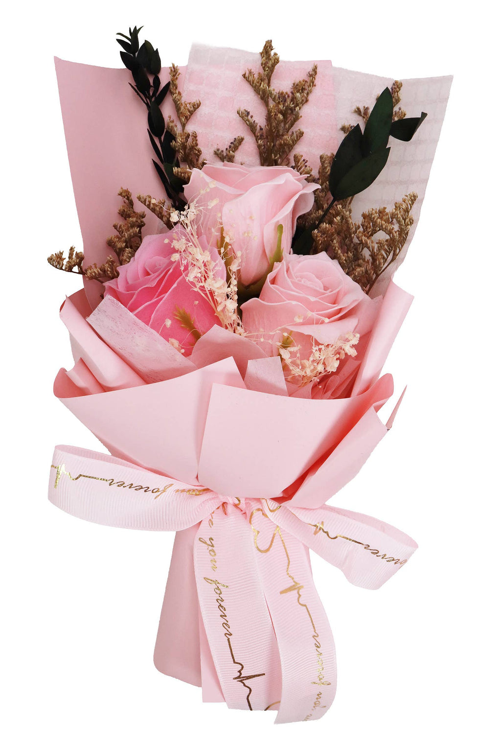 Soap Rose Floral Bouquet Black Gift Box - 4 Pcs