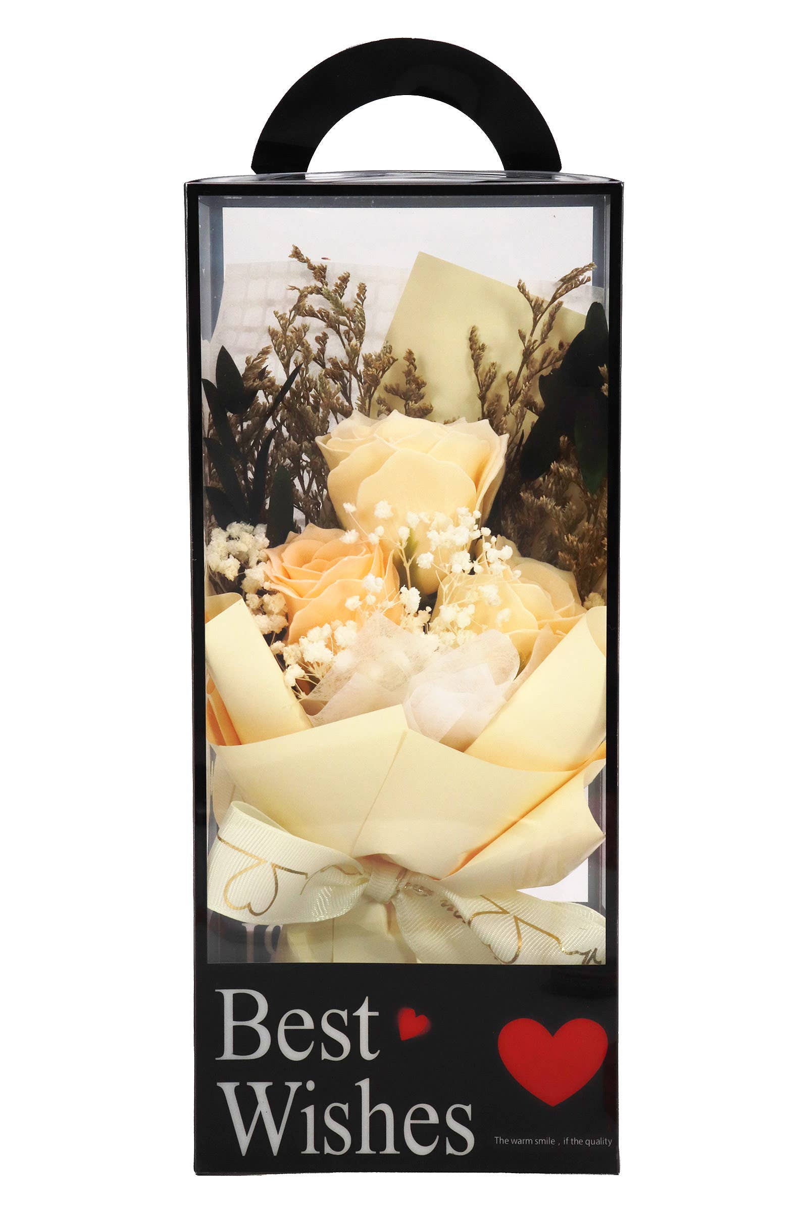 Soap Rose Floral Bouquet Black Gift Box - 4 Pcs