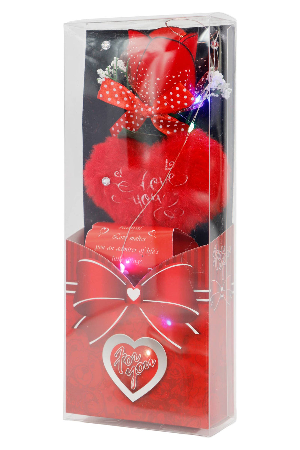 I Love You Furry Heart LED Rose Gift Box with Display Box