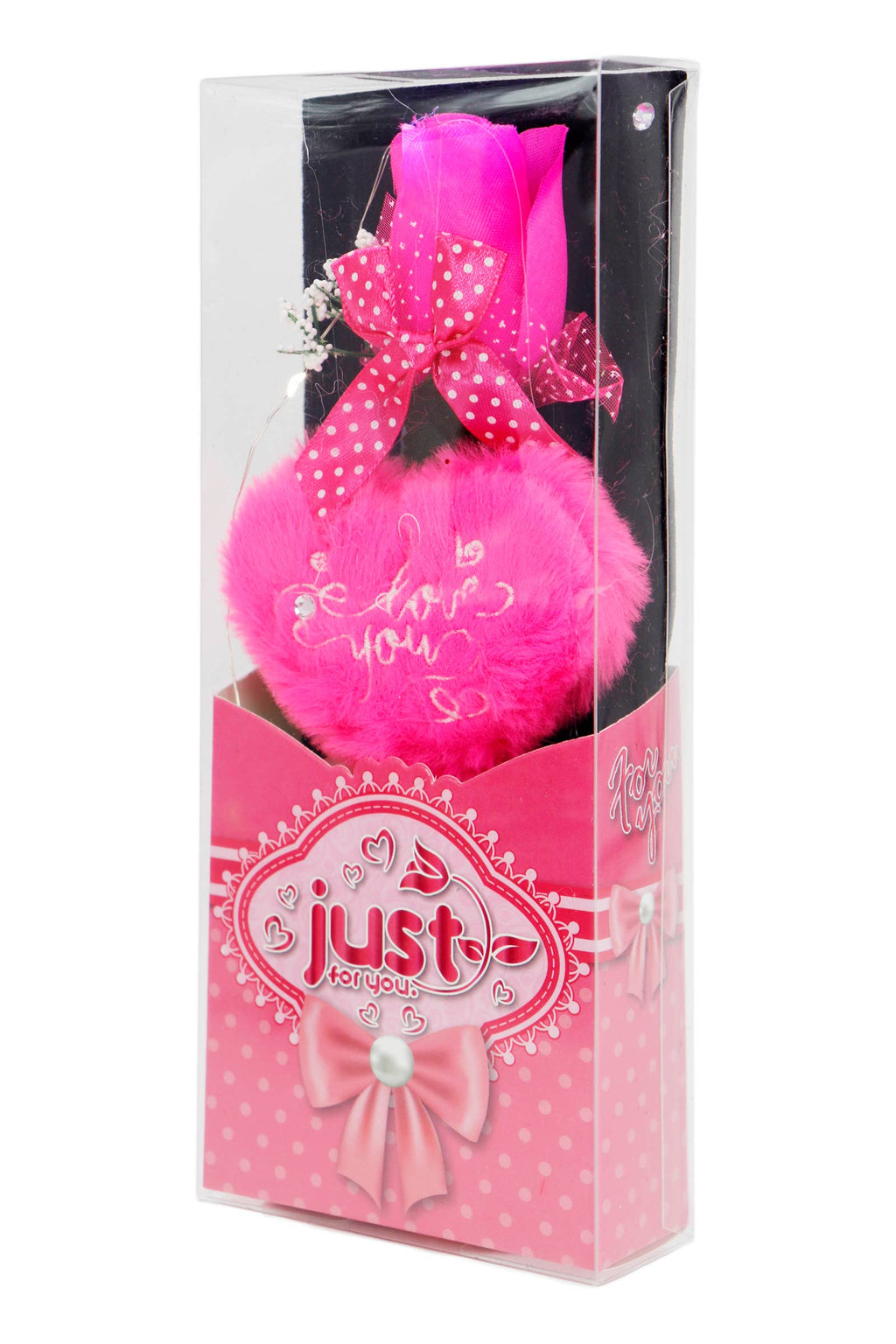 I Love You Furry Heart LED Rose Gift Box with Display Box