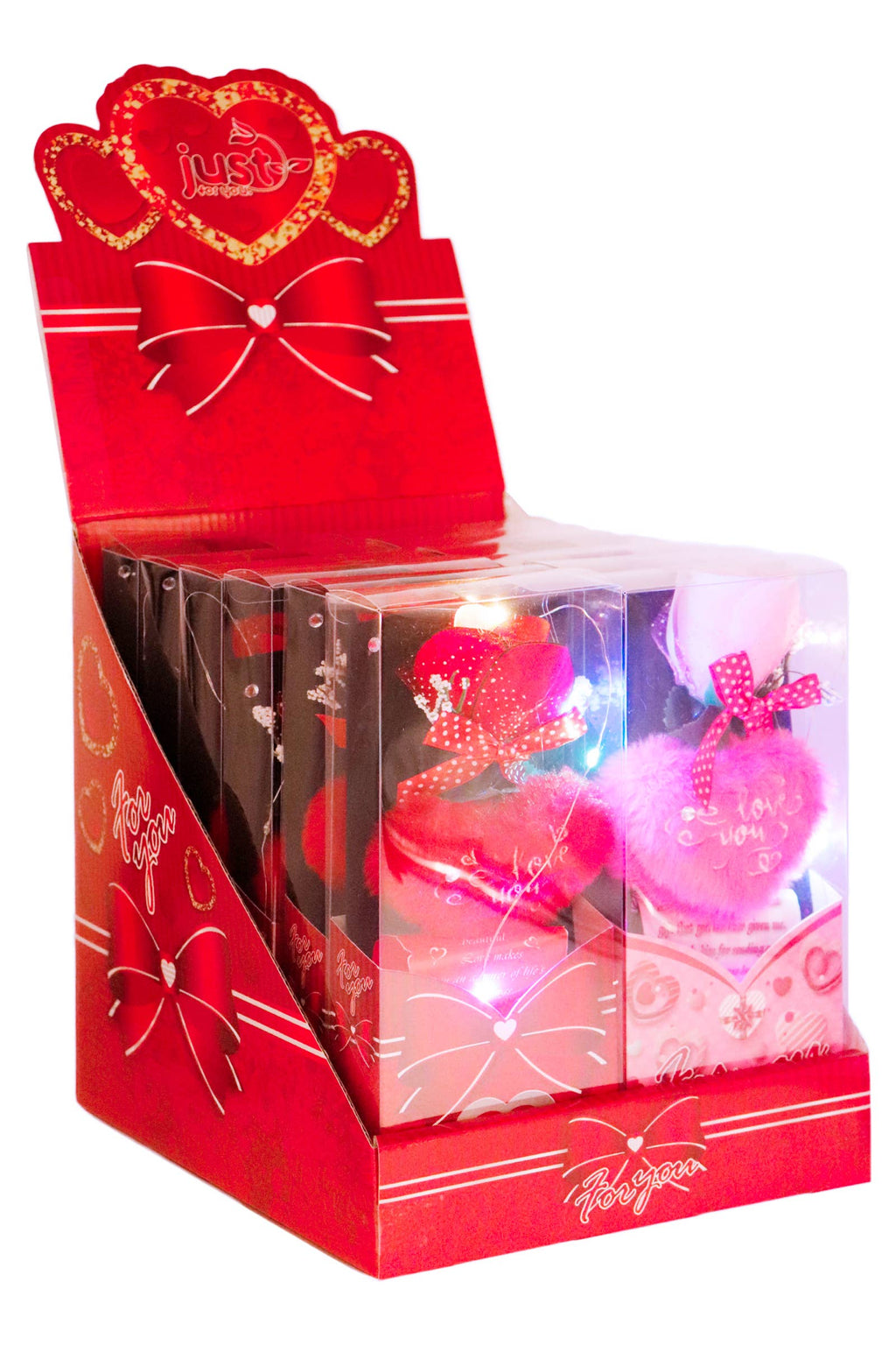 I Love You Furry Heart LED Rose Gift Box with Display Box