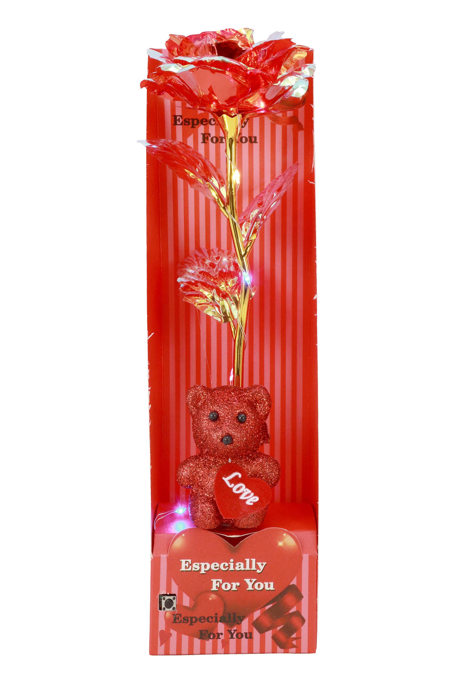 Teddy Bear Galaxy Rose Led Light Heart Gift Box - 6 pcs