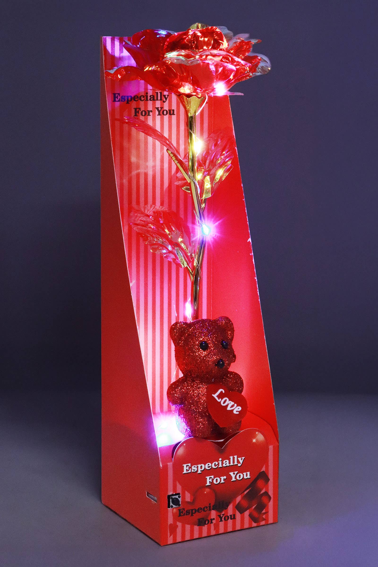 Teddy Bear Galaxy Rose Led Light Heart Gift Box - 6 pcs