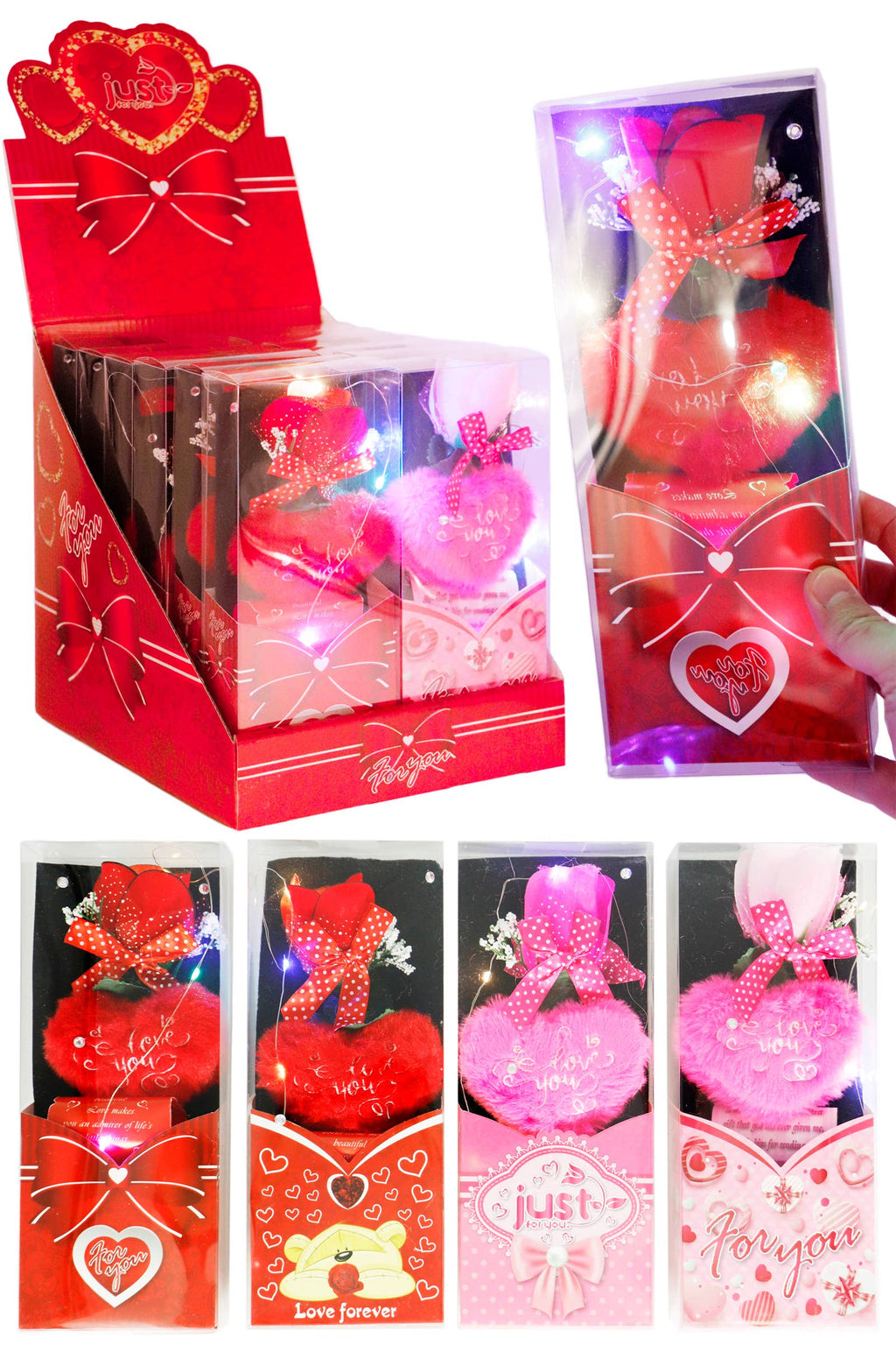 I Love You Furry Heart LED Rose Gift Box with Display Box