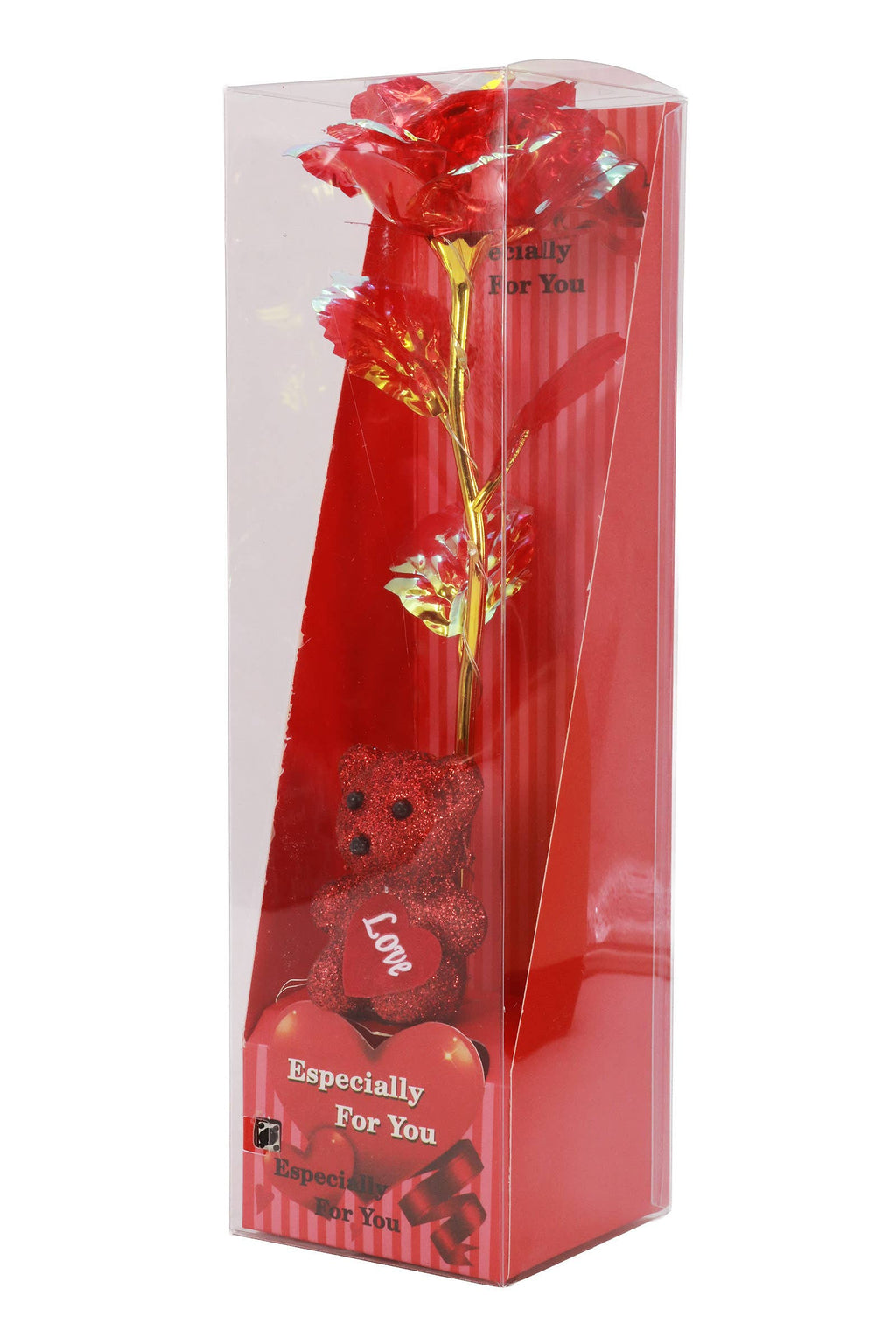 Teddy Bear Galaxy Rose Led Light Heart Gift Box - 6 pcs