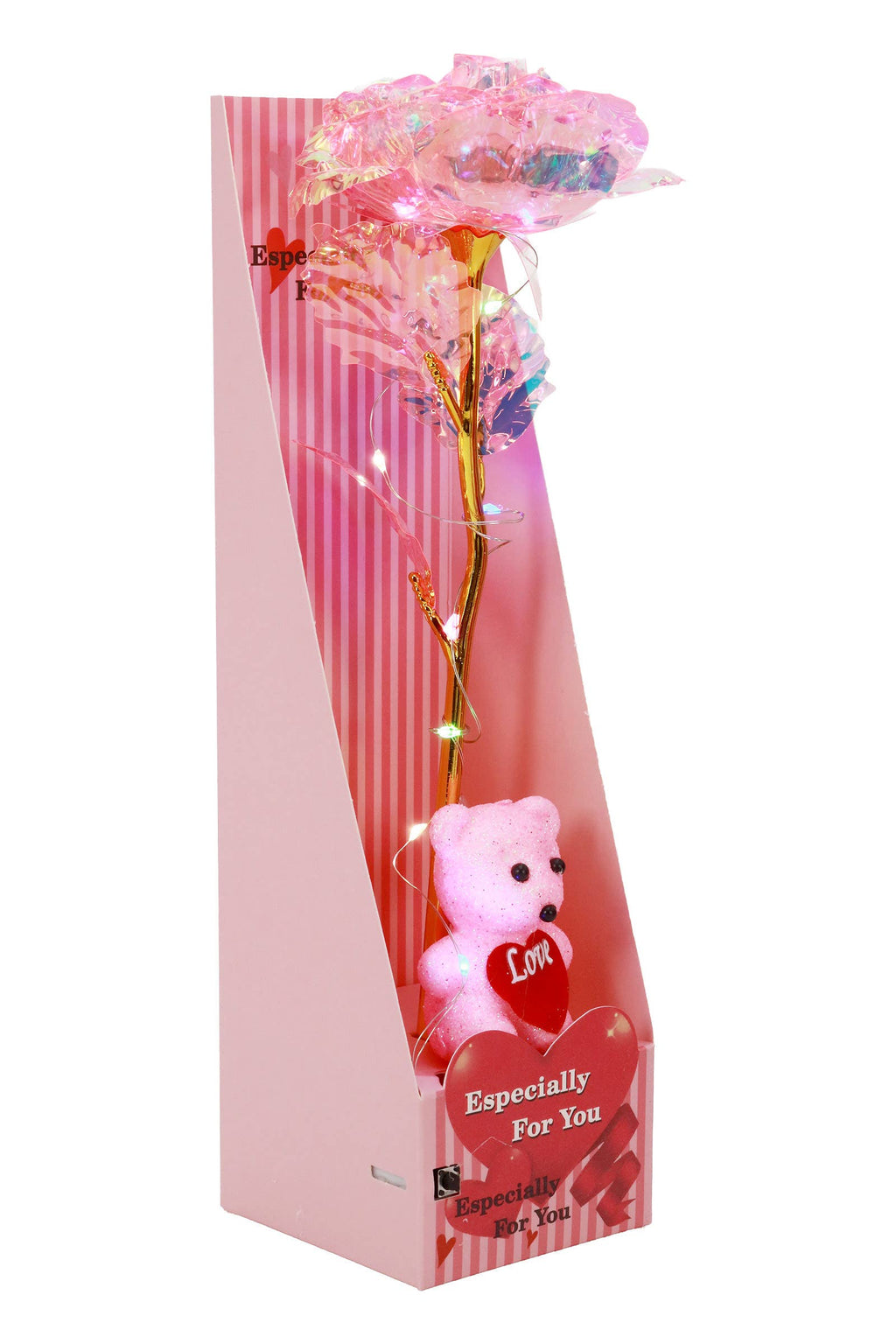 Teddy Bear Galaxy Rose Led Light Heart Gift Box - 6 pcs