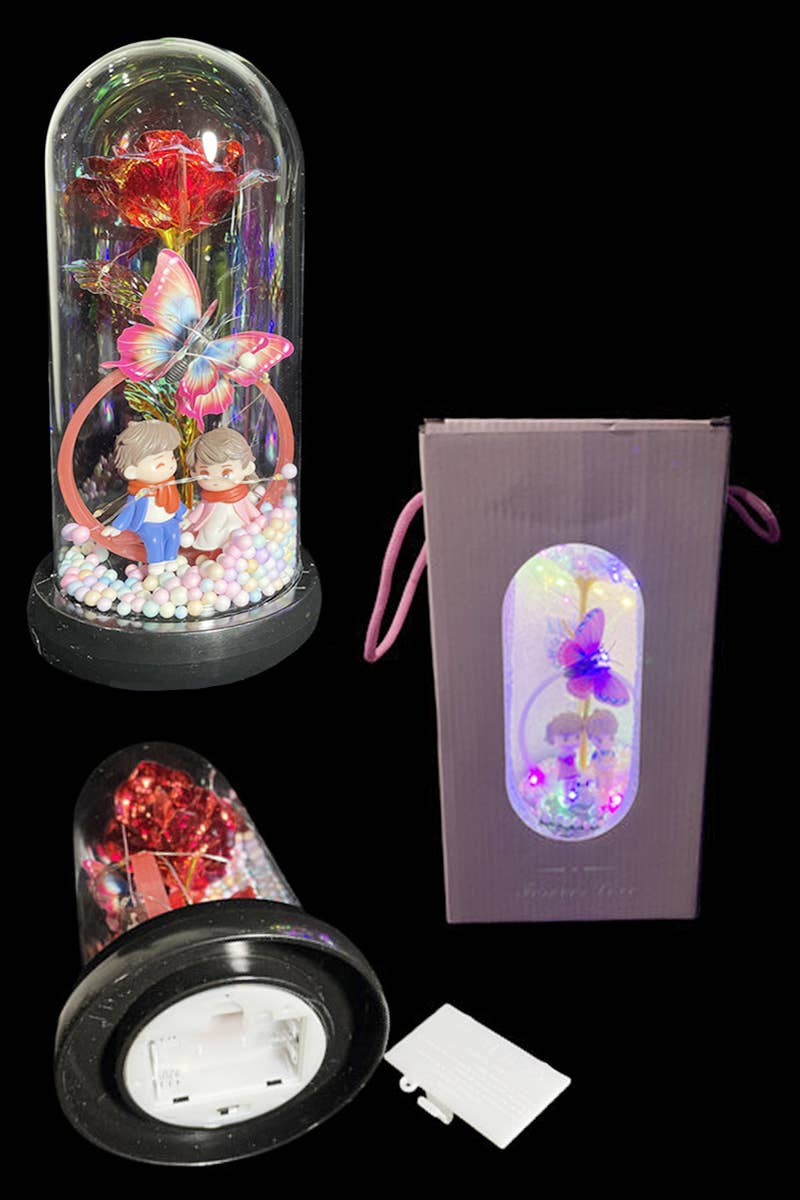 Butterfly Couples Galaxy Rose Dome Light Stand