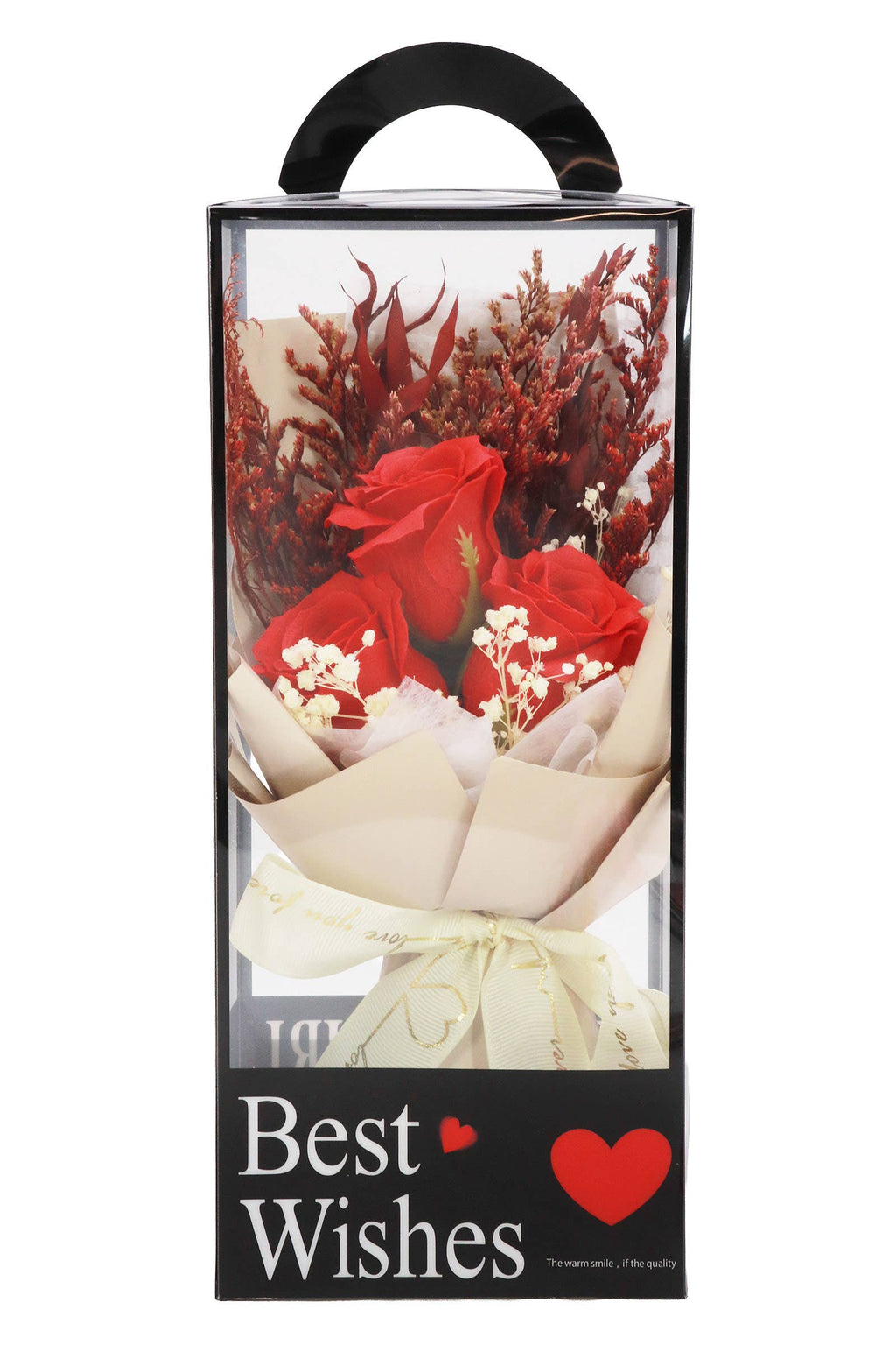 Soap Rose Floral Bouquet Black Gift Box - 4 Pcs